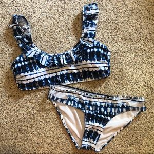 Blue Ruffle Tie Dye Bikini